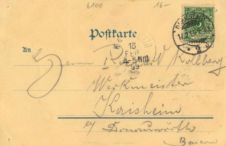 Darmstadt, Hessen - Schloss Heiligenberg; Auerbacher Schloss; Melibocusturm (back) (Zeno Ansichtskarten)