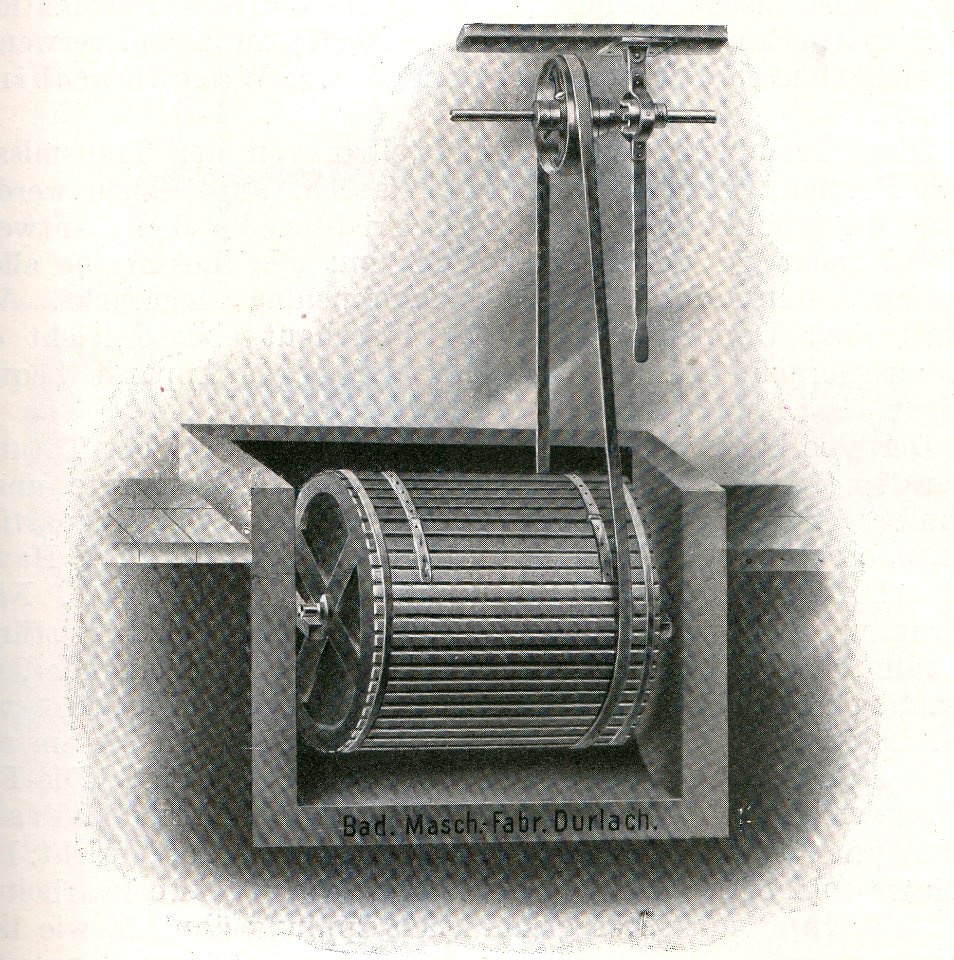 Das Färben der Rauchwaren, Hans Werner, 1914 (S. 057) Fellwaschmaschine nach dem Tonnensystem