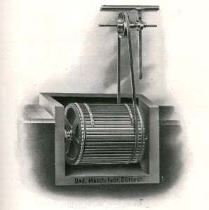 Das Färben der Rauchwaren, Hans Werner, 1914 (S. 057) Fellwaschmaschine nach dem Tonnensystem