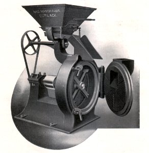 Das Färben der Rauchwaren, Hans Werner, 1914 (S. 082) Farbmühle zum Zerkleinern harter Farbspezien nach dem Zentrifugalsystem