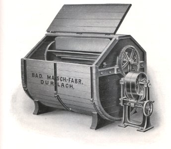 Das Färben der Rauchwaren, Hans Werner, 1914 (S. 085) Treibhaspel als Pelzfärbereimaschine mit Klappdeckel