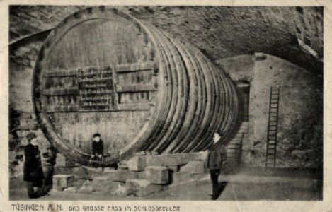 Das große Fass im Schlosskeller (AK vor 1920)