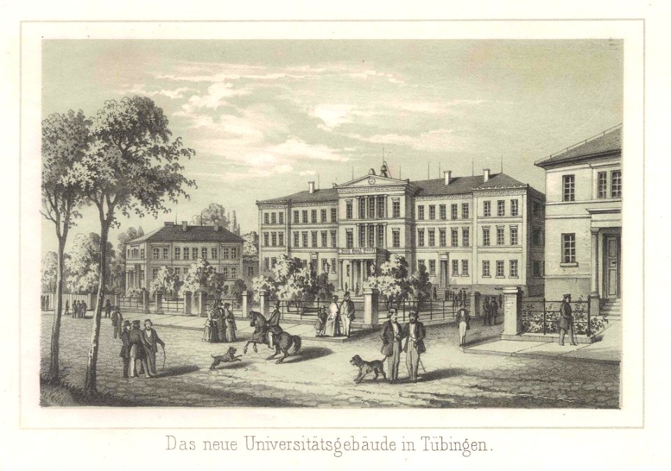 Das neue Universitätsgebäude in Tübingen Lithographie 1845