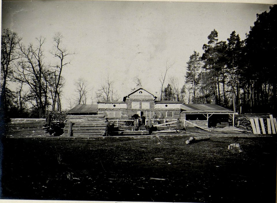Das Sägewerk des 9. Korpskommandos bei Worotniewo in seinem späteren Entwicklungsstadium im März 1916 (BildID 15541820)