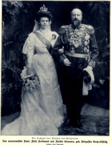 Das neuvermählte Paar - Fürst Ferdinand und Fürstin Eleonore, 1908