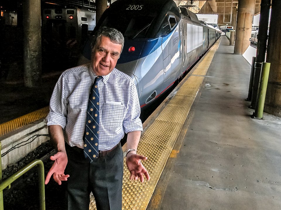 David Gunn, President and CEO of Amtrak, on Acela train platform at Washington's Union Station