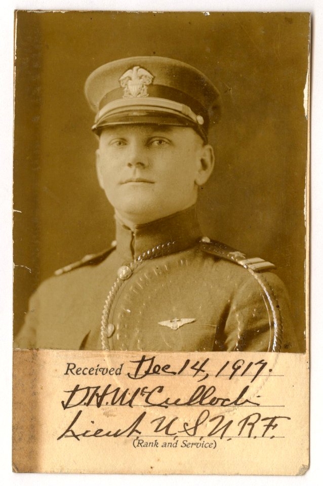 David Hugh McCulloch Early Aviator -Dec 14 1917 Navy ID photo for First Transatlantic Crossing