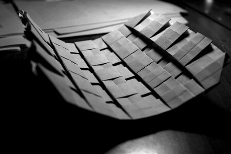 Origami folds white black