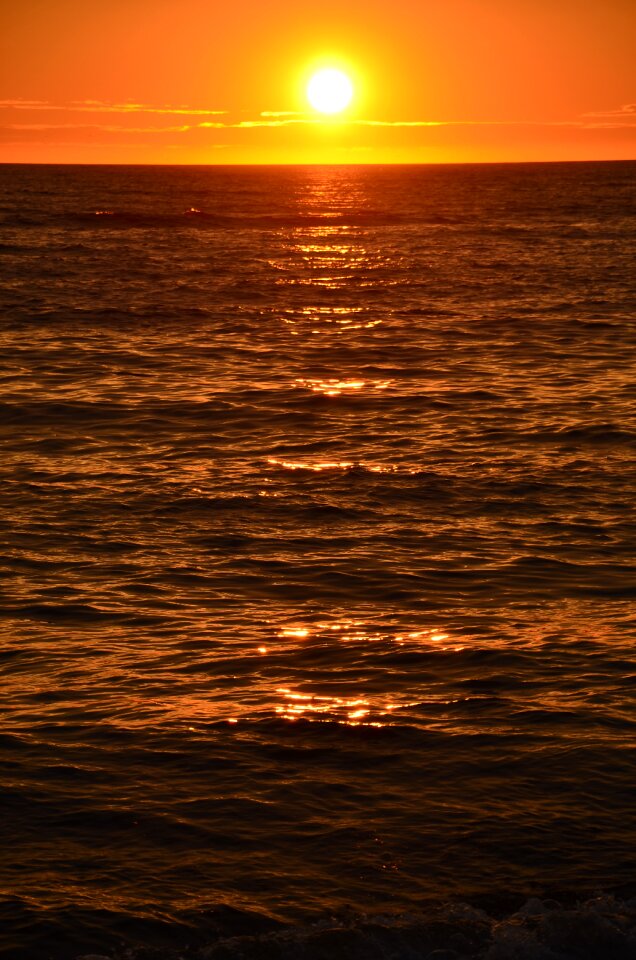 Sea water evening sky