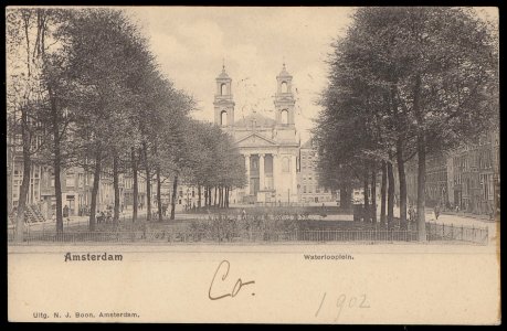 De Mozes en Aäronkerk aan het Waterlooplein. Uitgave N.J. Boon, Amsterdam, Afb PBKD00209000013 photo