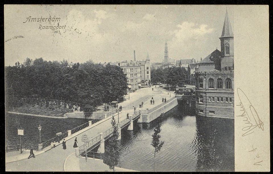 De Raampoort, Brug 165 over de Singelgracht naar de Marnixstraat met links het Tweede Marnixplantsoen en rechts de Bloemgracht, Afb ANWU01759000006