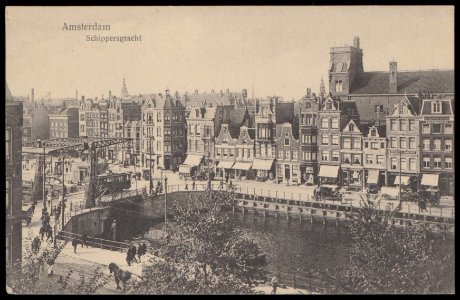 De Schippersgracht met op de achtergrond het Rapenburgerplein. Uitgave Weenenk & Snel, Amsterdam, Afb PBKD00165000003 photo