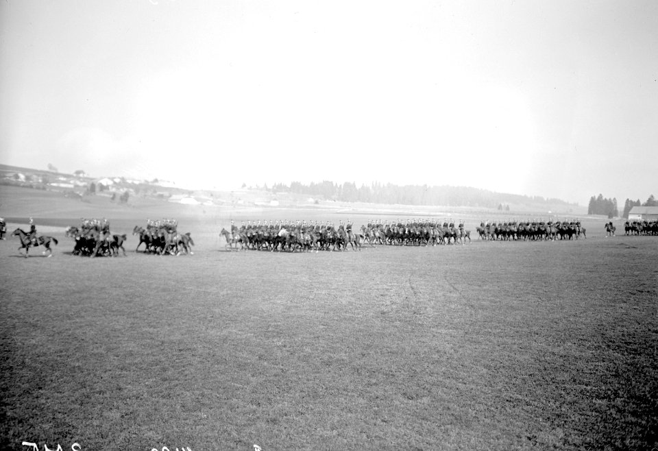 Die Kavallerie Brigade 1 beim Defilieren im Trab - CH-BAR - 3239136