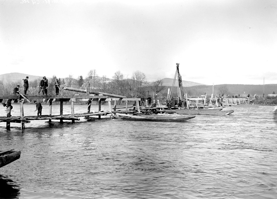Die letzten Pfähle der Jochbrücke werden gerammt - CH-BAR - 3239227