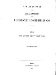 Die Kölner Zunfturkunden bis zum Jahre 1500 (Auszüge Kürschner) -21
