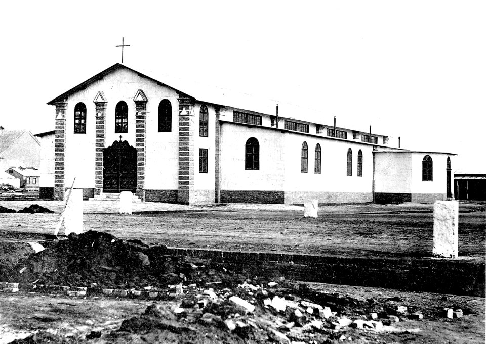 Die Militärkirche in Tientsin Herbst 1901, aus Barackenmaterial von der Ostasiatischen Pionier-Kompagnie erbaut