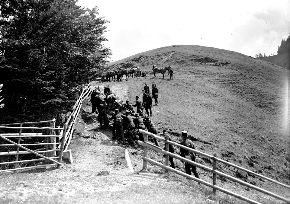 Die Mitrailleure kommen oben auf der Kammhöhe an - CH-BAR - 3238709