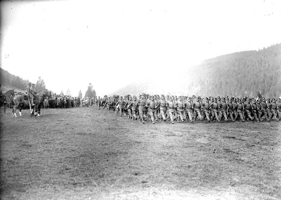 Die Mitrailleureailleur Kompanie beim Defilee vor dem General - CH-BAR - 3240062