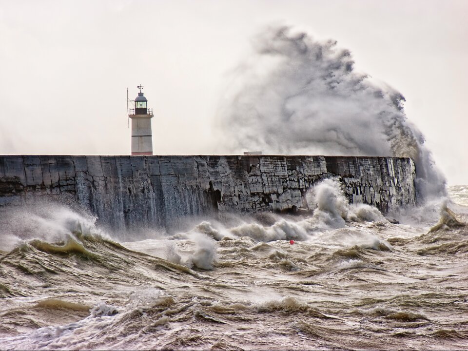 Storm lighthouse weather