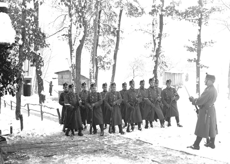 Die Wachtmannschaft an der Strasse Allschwil - Neuweiler - CH-BAR - 3240273