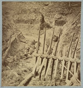 Dead Confederate soldier in trenches of Fort Mahone in front of Petersburg, Va., April 3, 1865 LCCN2012647837