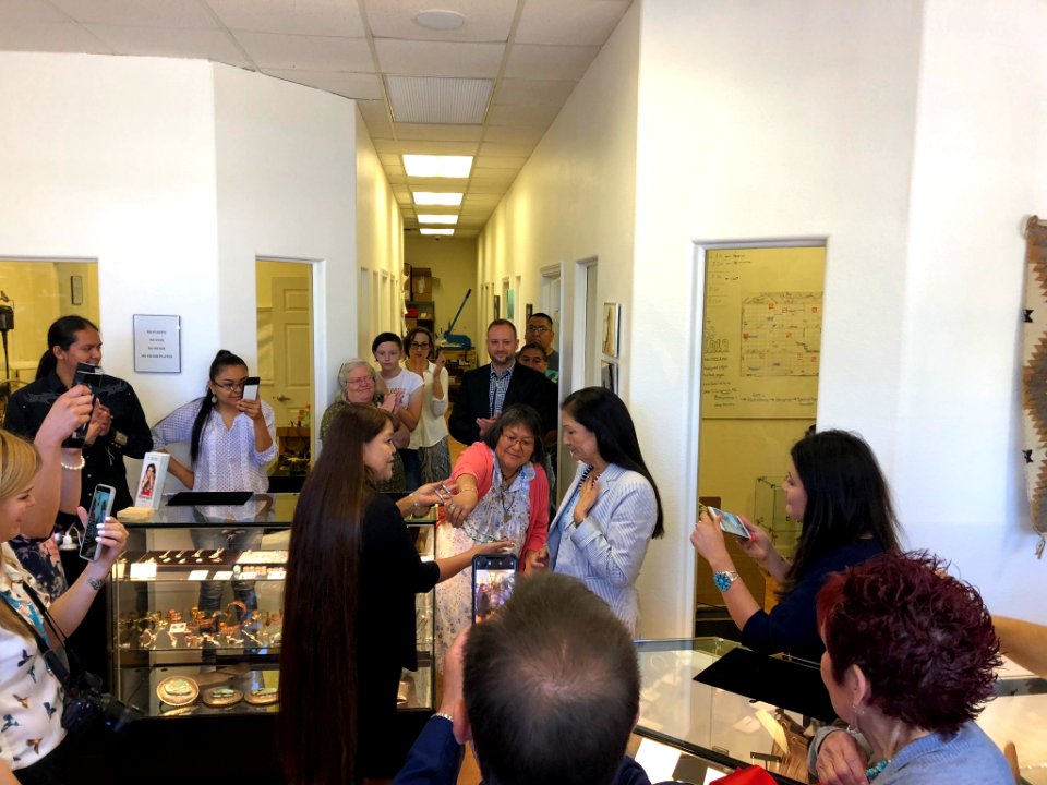 Deb Haaland attends T.Skies Gallery ribbon cutting, Albuquerque, New Mexico 01