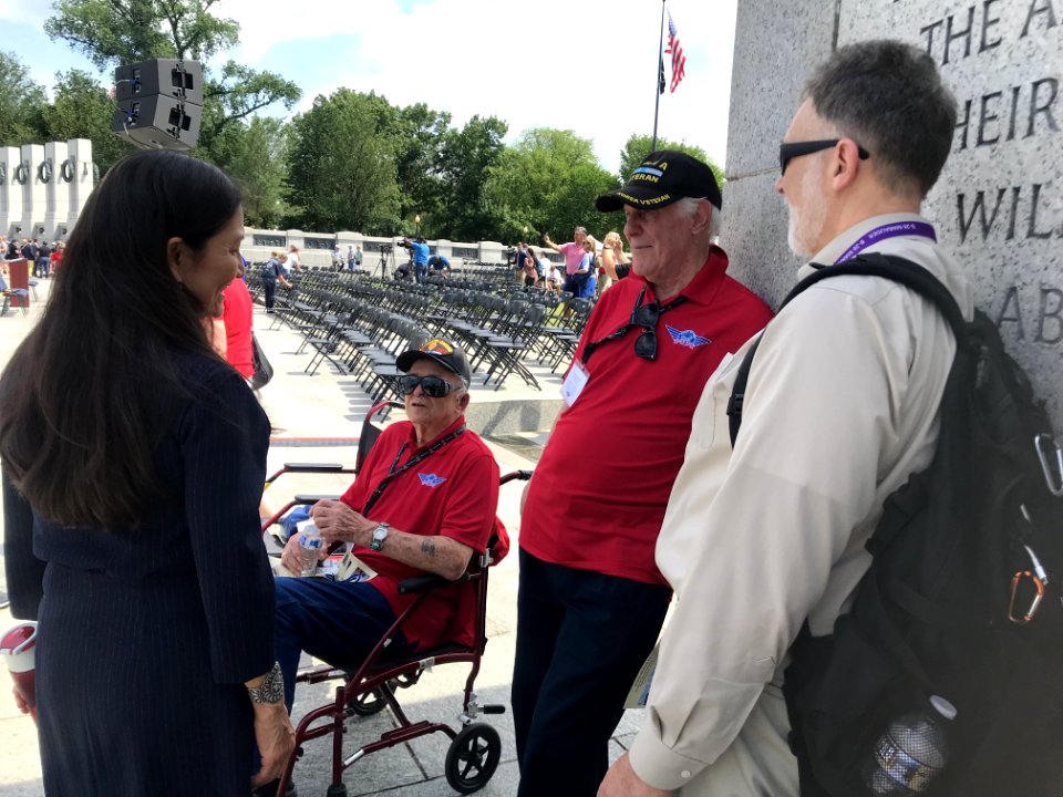 Deb Haaland at a 2019 New Mexico Honor Flight visit to the World War II Memorial. 01