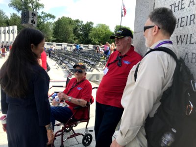 Deb Haaland at a 2019 New Mexico Honor Flight visit to the World War II Memorial. 01