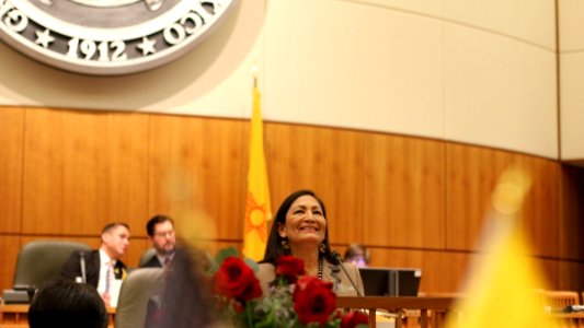 Deb Haaland addresses New Mexico State Legislature in 2019