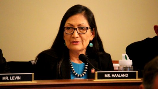 Deb Haaland speaking in a committee meeting