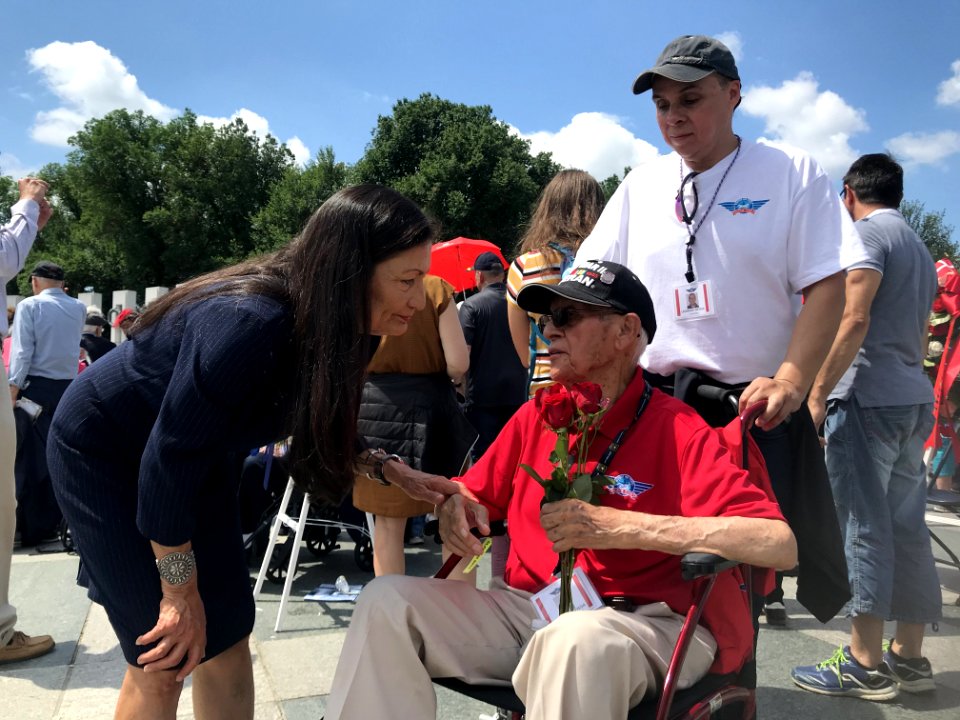 Deb Haaland at a 2019 New Mexico Honor Flight visit to the World War II Memorial. 04