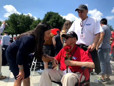 Deb Haaland at a 2019 New Mexico Honor Flight visit to the World War II Memorial. 04