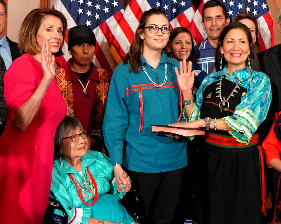 Deb Haaland taking oath in 2019