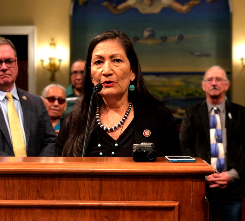 Deb Haaland at robing ceremony for Remove the Stains Act in 2019