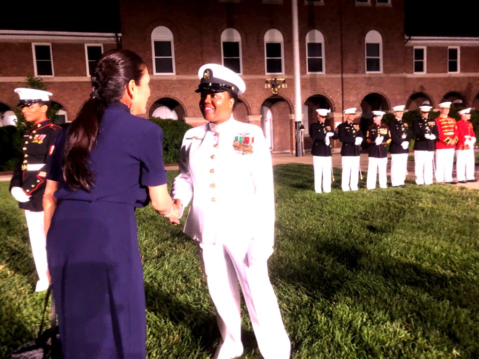 Deb Haaland attends Friday Evening Parade at Marine Barracks Washington 01