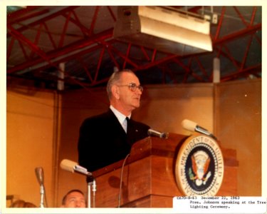 Dec 22, 1963 President Johnson at podium photo