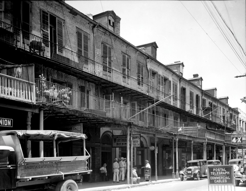 Decatur Street French Quarter 1936 Ursulines Row Houses Street Scene
