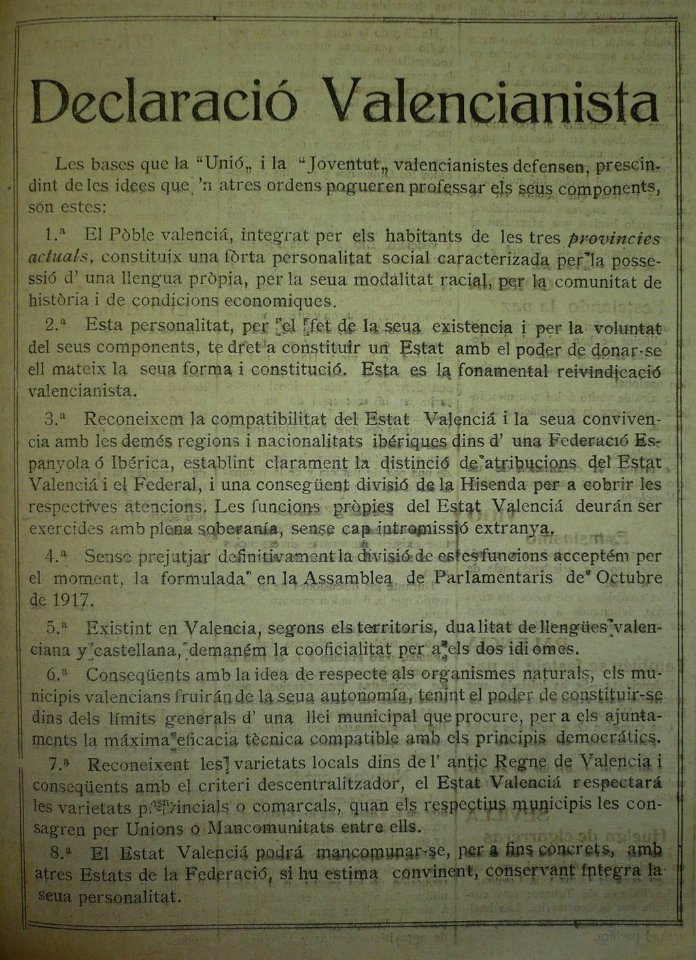 Declaració Valencianista de 1918