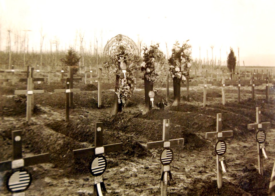 Decorated American graves in France on All Saint's Day, Chierry, France, 1918 (28327630665)