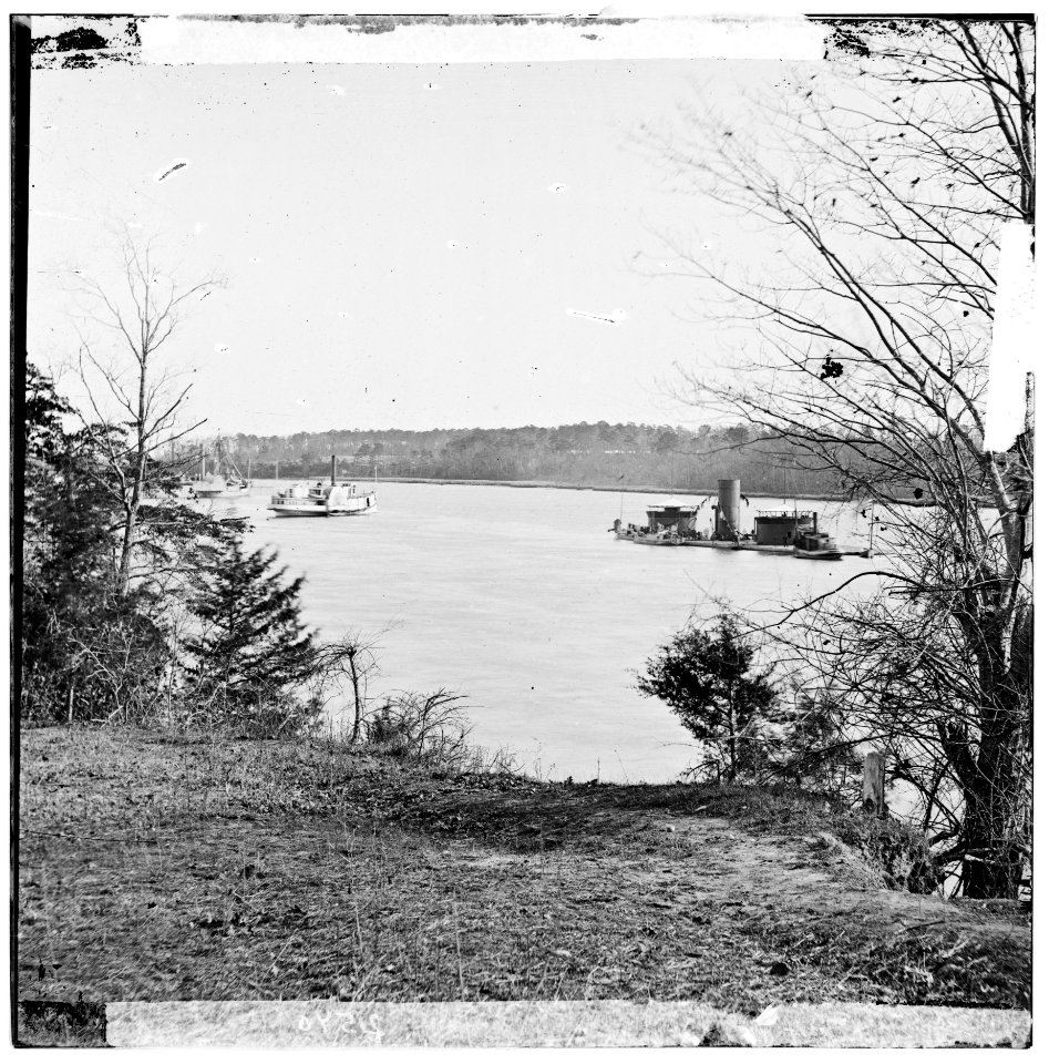 Deep Bottom, Virginia. View on James River with double turreted monitor ONODAGA in the foreground LOC cwpb.01905