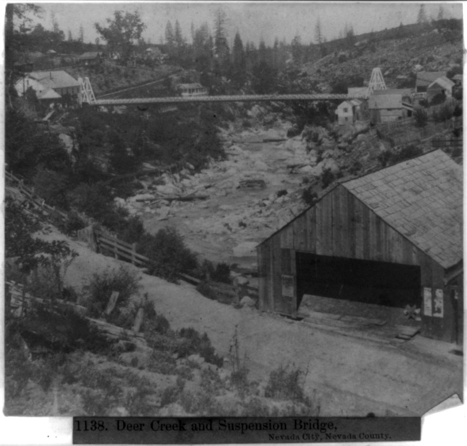 Deer Creek and Suspension Bridge, Nevada City, Nevada County LCCN2002719841