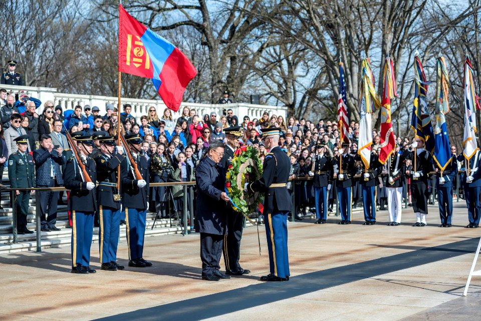 Defense Minister of Mongolia Nyamaa Enkhbold Participates in an Armed Forces Full Honors Wreath-Laying Ceremony at the Tomb of the Unknown Soldier (40577721313)