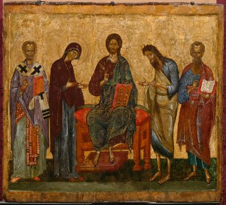 Deesis med den helige Nikolaus och ett okänt helgon - Nationalmuseum - 26595
