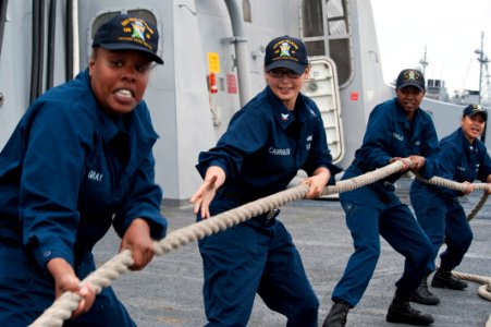Defense.gov News Photo 100610-N-5319A-137 - U.S. Navy Seaman Tecara Gray left Petty Officer 3rd Class Renee Cabrales Seaman Ashley Sowells and Petty Officer 3rd Class Maraalysa Maneru