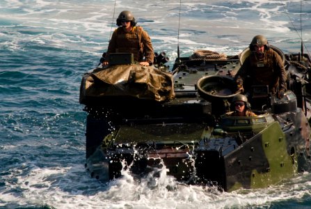 Defense.gov News Photo 100611-N-5319A-021 - U.S. Marines from the Special Purpose Marine Air Ground Task Force 24 from Camp Pendleton Calif. prepare to enter the well deck of the USS New