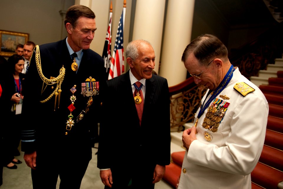 Defense.gov News Photo 101107-N-0696M-165 - Chief of the Australian Defense Force Air Chief Marshal Angus Houston and Governor of Victoria David de Kretser admire the Officer of the Order of