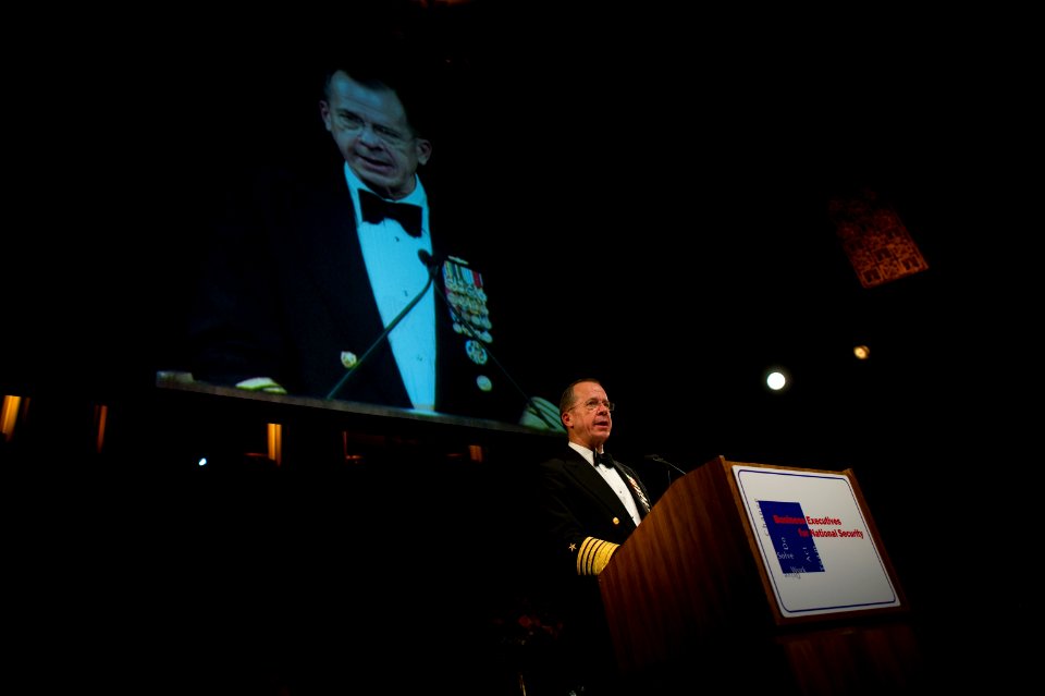 Defense.gov News Photo 101101-N-0696M-014 - Chairman of the Joint Chiefs of Staff Adm. Mike Mullen addresses audience members at the 2010 Business Executive for National Security Eisenhower