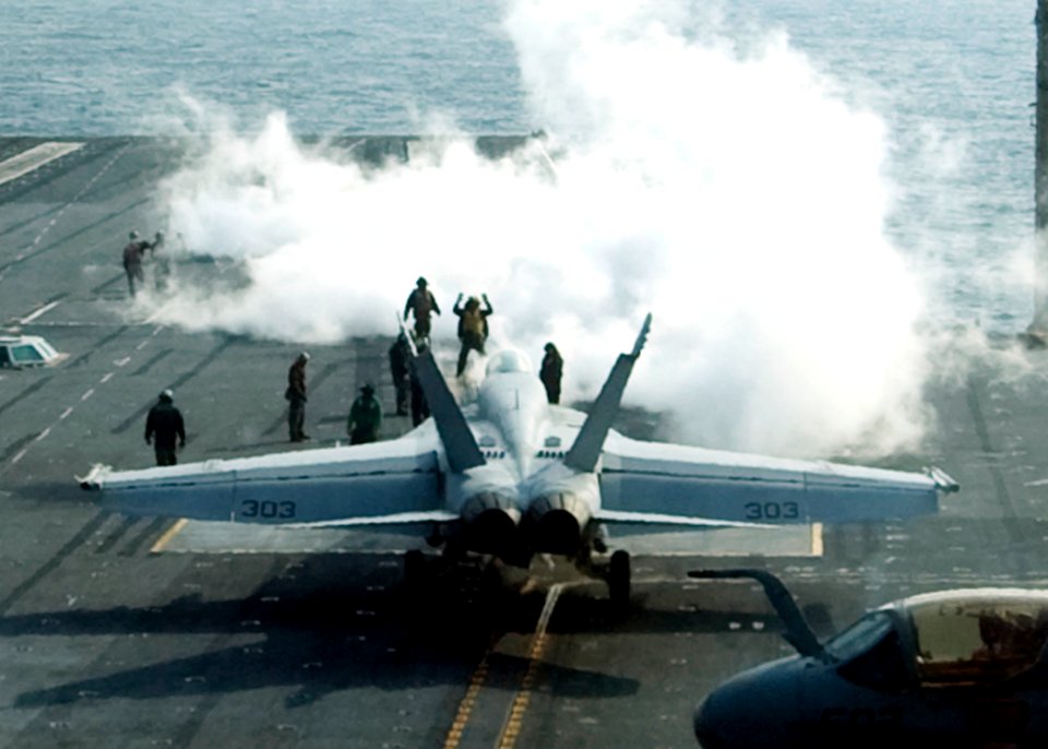 Defense.gov News Photo 101129-N-3418M-034 - A U.S. Navy F A-18 Hornet prepares to launch from the aircraft carrier USS George Washington CVN 73 underway off the Korean peninsula on Nov. 29