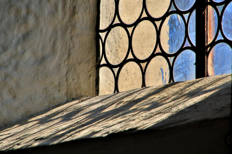 Historicized glass window church window