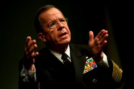 Defense.gov News Photo 101110-N-0696M-091 - Chairman of the Joint Chiefs of Staff Adm. Mike Mullen U.S. Navy answers an audience member s question during the Bernard Brodie Distinguished